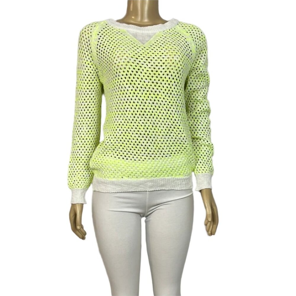 NWT Parkhurst Sweater Womens Round Neck Open Knit Glow 3/4 Sleeve Relaxed